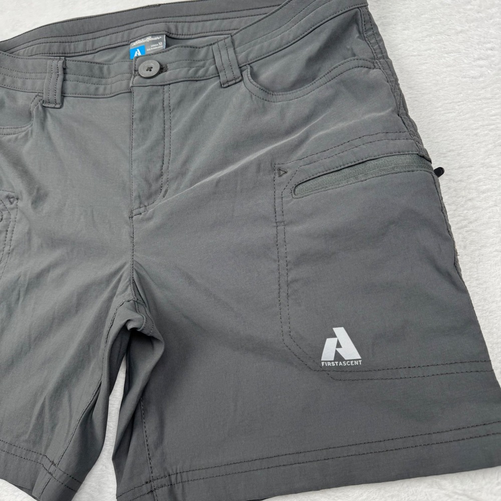 Eddie Bauer First Ascent Shorts Womens 12 Gray Hiking Stretch Cargo Utility 7in
